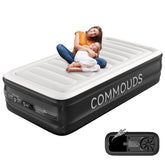 COMMOUDS Air Mattress with Built-in Pump, 18" Raised Blow up Mattress, Comfort Inflatable Mattress with Waterproof Flocked Top, Portable Airbed for Guests, Camping, Home & Travel Use, 660lbs Max