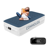 COMMOUDS Air Mattress with Built-in Pump, Raised Inflatable Bed with Waterproof Flocked Top for Guests, Camping & Travel