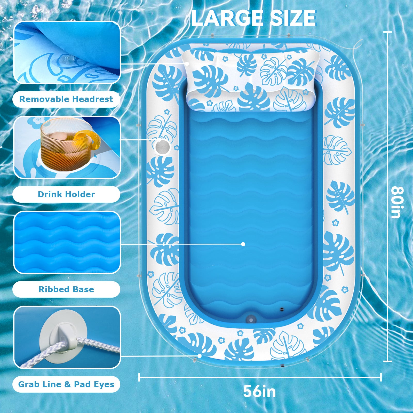 COMMOUDS Inflatable Tanning Pool Lounger Float, Large Suntan Tub Sunbathing Pool for Adults Water Lounge Tanning Raft Float, Blow Up Ball Pit
