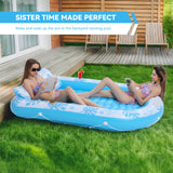 COMMOUDS Inflatable Tanning Pool Lounger Float, Large Suntan Tub Sunbathing Pool for Adults Water Lounge Tanning Raft Float, Blow Up Ball Pit