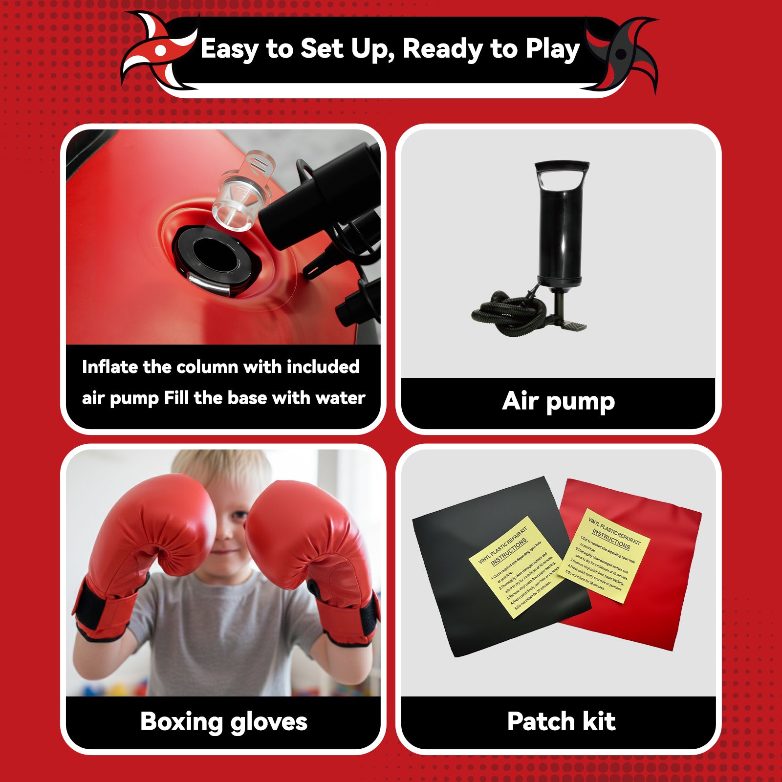 COMMOUDS 67inch Punching Bag for Kids, Inflatable Kids Boxing Set with Gloves, Fast Rebound Punching Bag for Practicing Karate, Taekwondo, MMA, Christmas/Birthday Gift for Boys Girls, Ages 6-14