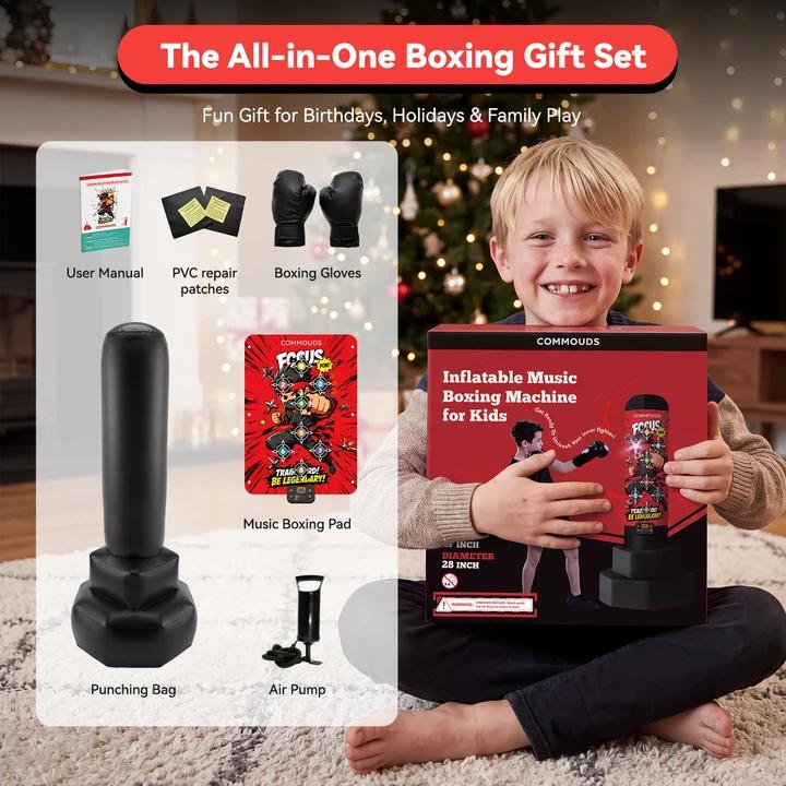 COMMOUDS 67" Kids Punching Bag with Digital Scoring, Inflatable Boxing Set Ages 6-14