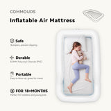 COMMOUDS Portable Toddler Travel Bed with Safety Bumpers, Inflatable Kids Air Mattress with Electric Pump, Baby Blow up Mattress, for Grandma's Home Camping Vacation