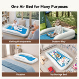 COMMOUDS Portable Toddler Travel Bed with Safety Bumpers, Inflatable Kids Air Mattress with Electric Pump, Baby Blow up Mattress, for Grandma's Home Camping Vacation