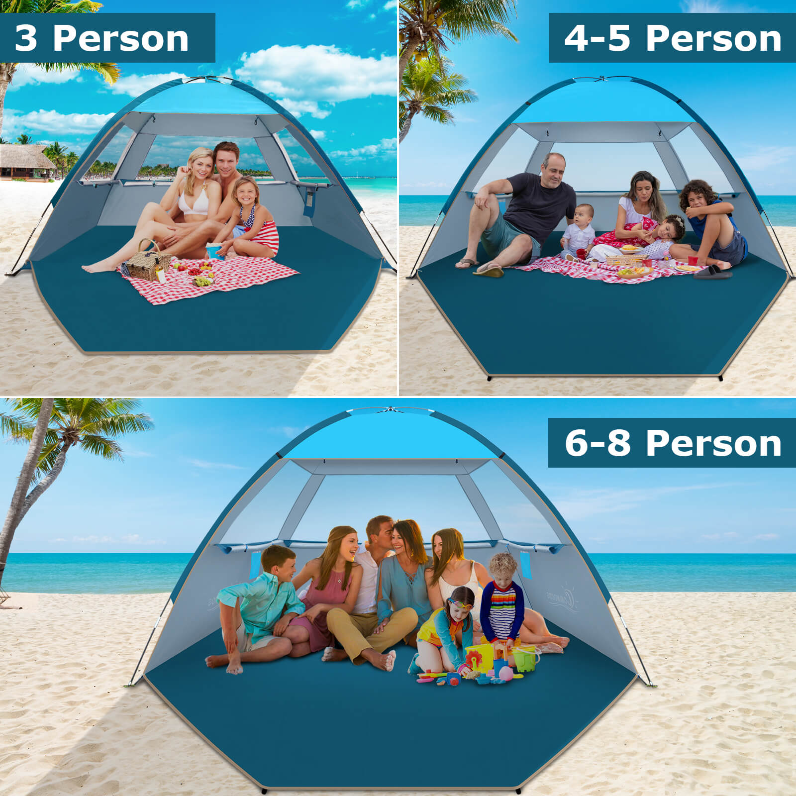 Commouds Portable UPF 50+ Beach Tent [Sky Blue]