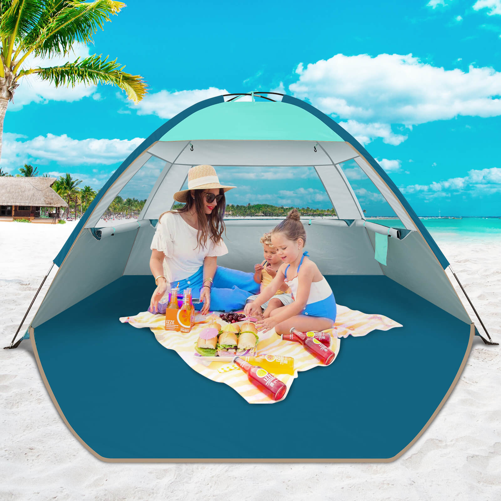 Commouds Portable UPF 50+ Beach Tent [Turquoise]
