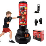 COMMOUDS 67" Kids Punching Bag with Digital Scoring, Inflatable Boxing Set Ages 6-14