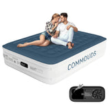 COMMOUDS Air Mattress with Built-in Pump, Raised Inflatable Bed with Waterproof Flocked Top for Guests, Camping & Travel